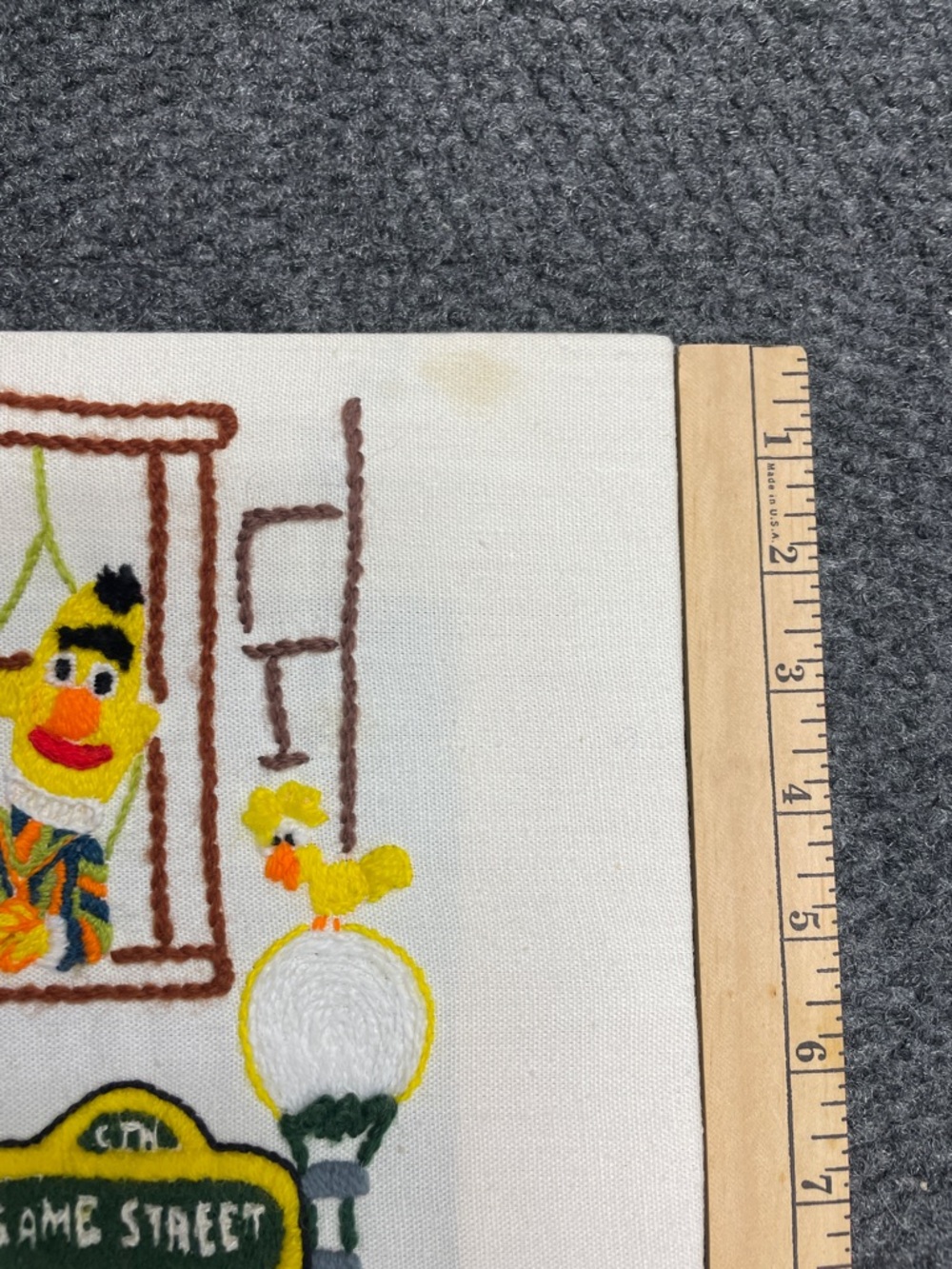 Vintage Sesame Street Yarn Art Sign Big Bird Bert Ernie Cookie Monster 1970s - Picture 2 of 5